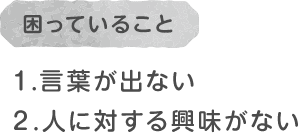 困っていること/１.言葉が出ない２.人に対する興味がない